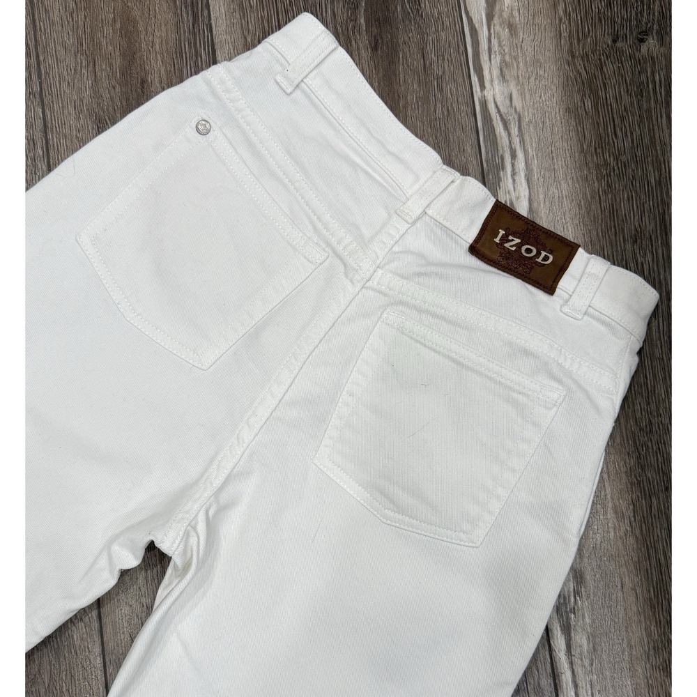 Izod "The Skinny" Jeans Womens 4‎ White Stretch Logo Preppy Classic Minimalist